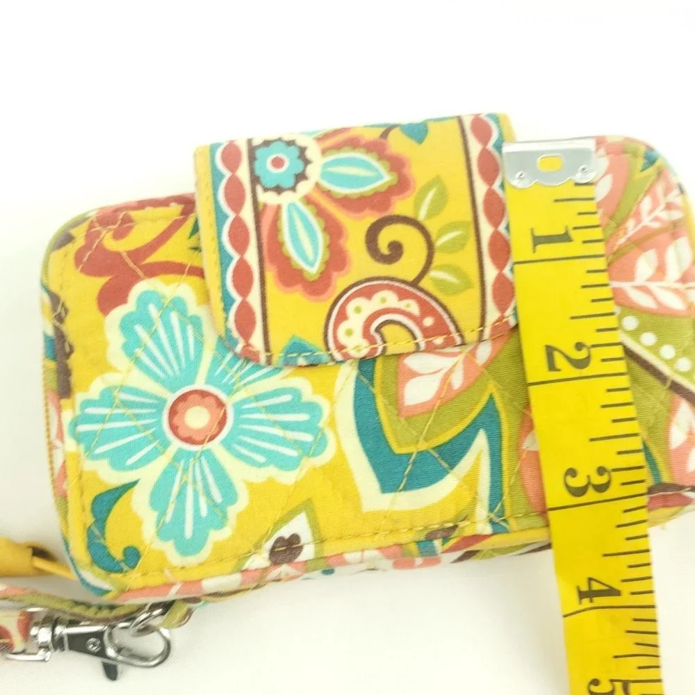 Vera Bradley Womens Yellow Floral Detachable Strap Bifold Wristlet Wallet